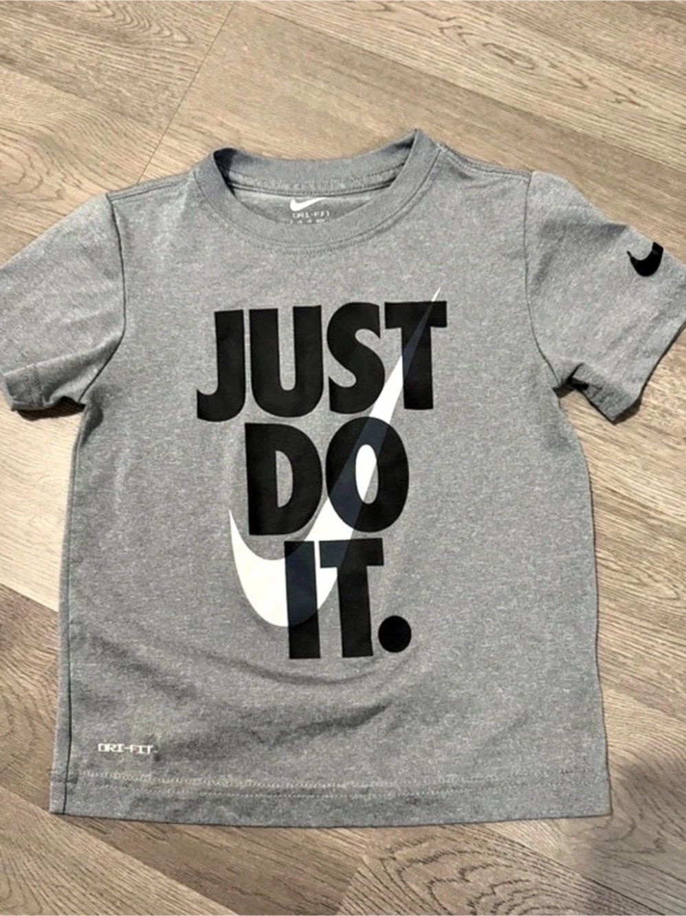 Nike Kids Just Do It Dri-FIT Graphic Tee Gray